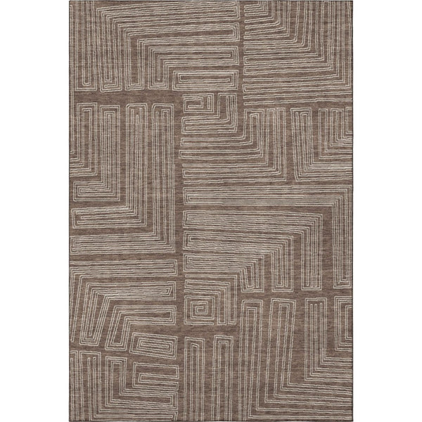 HomeRoots 10' Geometric Area Rug in Brown & Beige – Durable, Washable, UV-Resistant for High-Traffic Spaces 681959