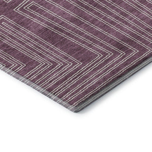 HomeRoots 8' Stunning Eggplant & Ivory Geometric Washable Round Rug - UV Protected, Durable, Low-Maintenance! 681962