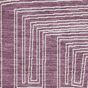 HomeRoots 8' X 10' Stylish Eggplant & Ivory Geometric Washable Area Rug with UV Protection for Modern Homes 681963