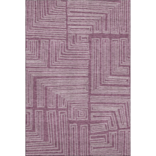 HomeRoots 9' X 12' Eggplant Geometric Washable Area Rug - Stylish, Durable, UV-Protected for Busy Homes! 681964