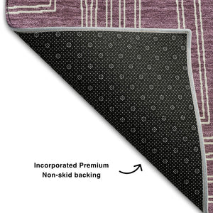 HomeRoots 9' X 12' Eggplant Geometric Washable Area Rug - Stylish, Durable, UV-Protected for Busy Homes! 681964