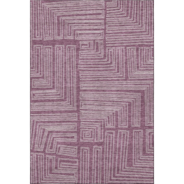 HomeRoots 9' X 12' Eggplant Geometric Washable Area Rug - Stylish, Durable, UV-Protected for Busy Homes! 681964