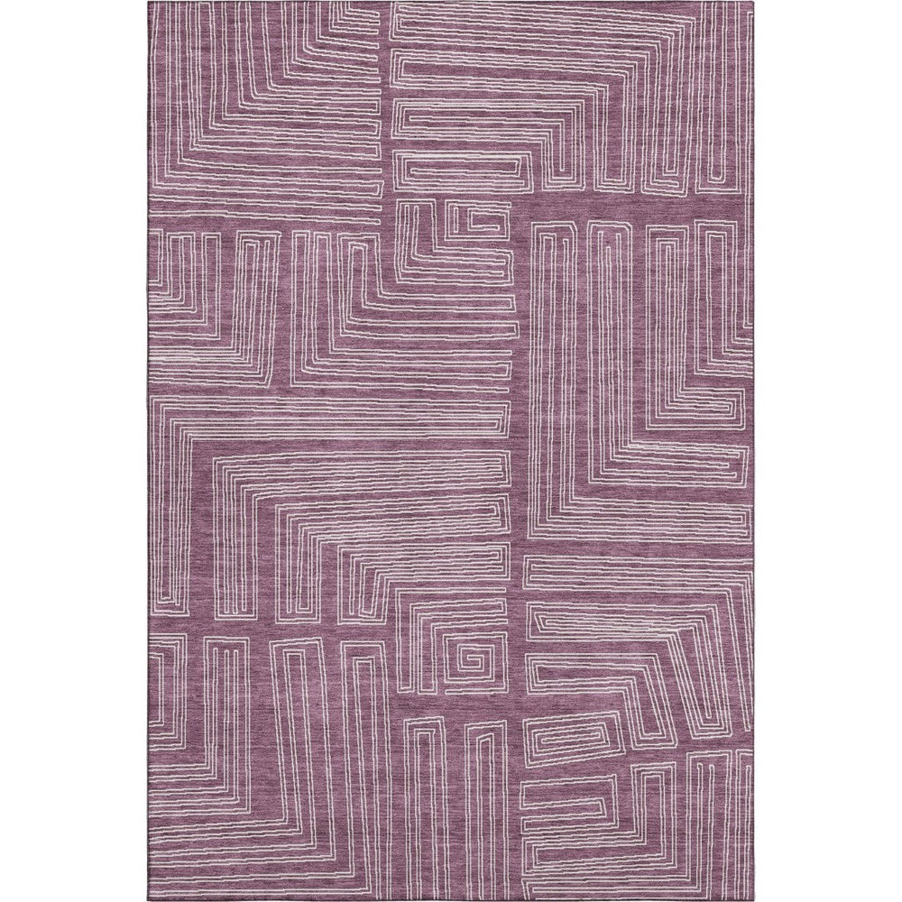 HomeRoots 10' Geometric Washable Area Rug in Eggplant & Ivory - Durable, Stain Resistant, UV Protected Design 681965
