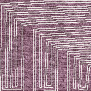 HomeRoots 10' Geometric Washable Area Rug in Eggplant & Ivory - Durable, Stain Resistant, UV Protected Design 681965