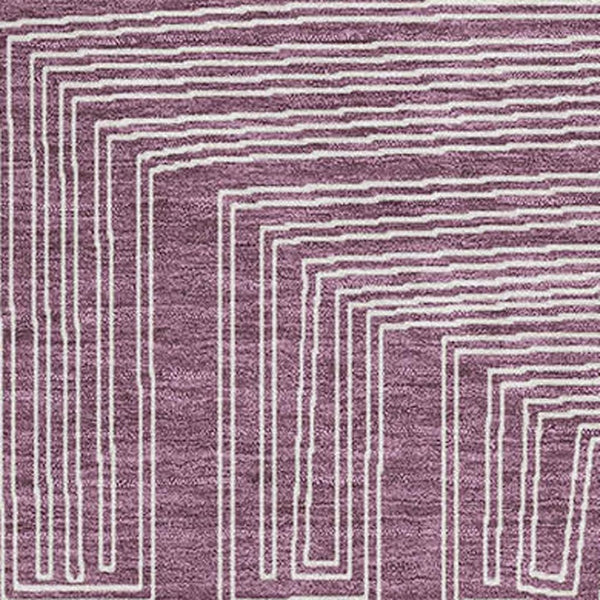 HomeRoots 10' Geometric Washable Area Rug in Eggplant & Ivory - Durable, Stain Resistant, UV Protected Design 681965