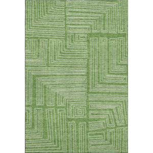 HomeRoots 5' X 8' Green and Ivory Geometric Area Rug – Washable, UV Protected, Stylish for Any Space! 681967