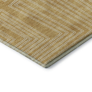 HomeRoots 10' X 14' Gold and Ivory Geometric Washable Area Rug with UV Protection for Family-Friendly Spaces 681977