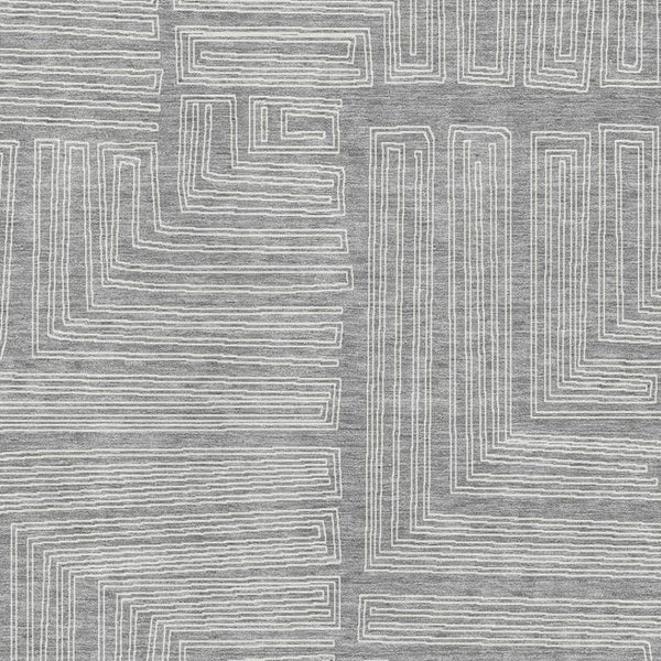 HomeRoots 5' X 8' Gray and Ivory Geometric Area Rug - Washable, UV-Protected, Stylish & Durable for Homes 681979
