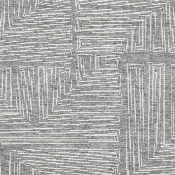 HomeRoots 8' x 10' Gray and Ivory Geometric Washable Area Rug - UV Protected, Durable, Easy-Clean Design! 681981