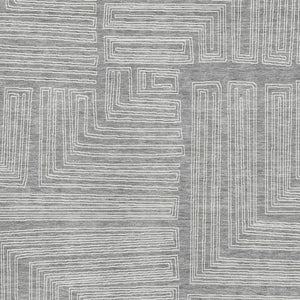 HomeRoots 9' X 12' Gray and Ivory Geometric Area Rug - Durable, Washable, UV Protected for Modern Spaces 681982