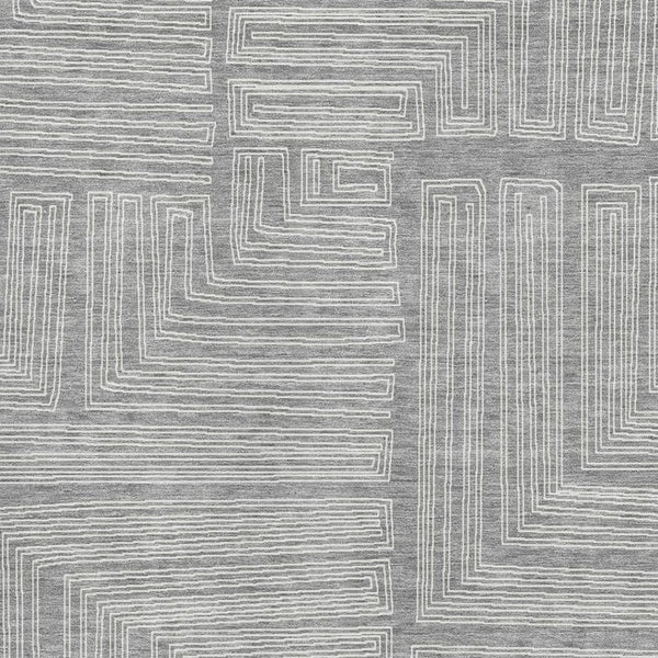 HomeRoots 9' X 12' Gray and Ivory Geometric Area Rug - Durable, Washable, UV Protected for Modern Spaces 681982