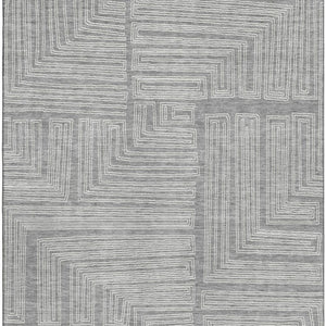 HomeRoots 9' X 12' Gray and Ivory Geometric Area Rug - Durable, Washable, UV Protected for Modern Spaces 681982