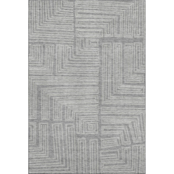 HomeRoots 10' X 14' Stylish Gray and Ivory Geometric Area Rug - Washable, UV Protected for High-Traffic Spaces 681983