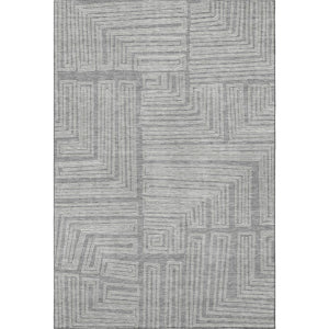 HomeRoots 10' X 14' Stylish Gray and Ivory Geometric Area Rug - Washable, UV Protected for High-Traffic Spaces 681983