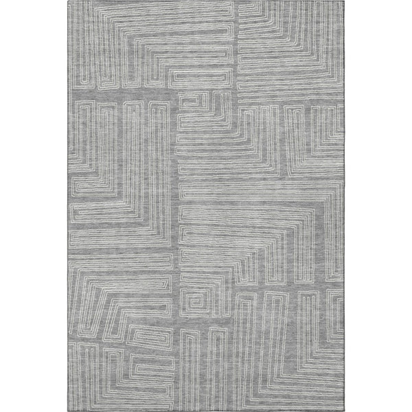 HomeRoots 10' X 14' Stylish Gray and Ivory Geometric Area Rug - Washable, UV Protected for High-Traffic Spaces 681983