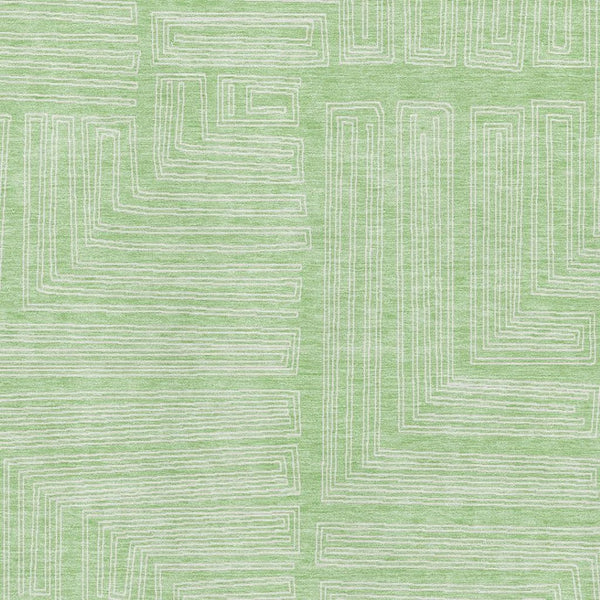 HomeRoots 5' X 8' Mint Green Geometric Area Rug - Washable, Stain Resistant & UV Protected for Everyday Use 681985