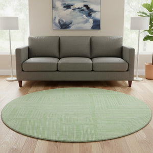 HomeRoots 8' Mint Green Round Rug - Stylish Geometric Design, Washable, UV Protected, Perfect for Indoor & Outdoor Use 681986