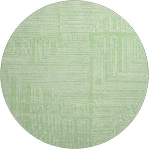 HomeRoots 8' Mint Green Round Rug - Stylish Geometric Design, Washable, UV Protected, Perfect for Indoor & Outdoor Use 681986