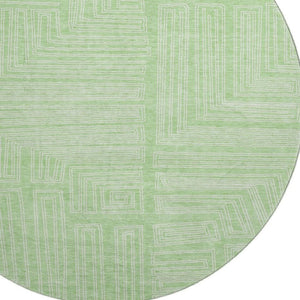 HomeRoots 8' Mint Green Round Rug - Stylish Geometric Design, Washable, UV Protected, Perfect for Indoor & Outdoor Use 681986