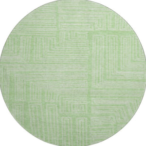 HomeRoots 8' Mint Green Round Rug - Stylish Geometric Design, Washable, UV Protected, Perfect for Indoor & Outdoor Use 681986