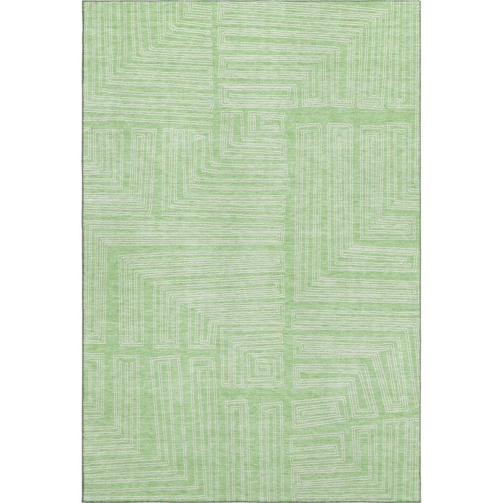 HomeRoots 8' X 10' Mint Green Geometric Area Rug – Washable, Stain-Resistant, UV Protected for Modern Homes 681987