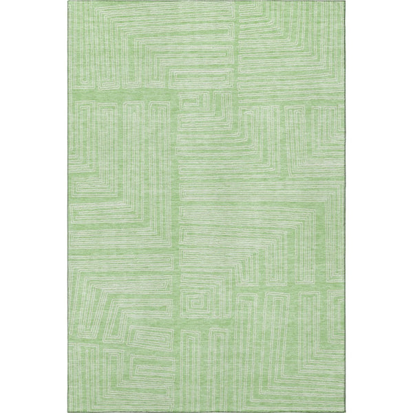 HomeRoots 8' X 10' Mint Green Geometric Area Rug – Washable, Stain-Resistant, UV Protected for Modern Homes 681987