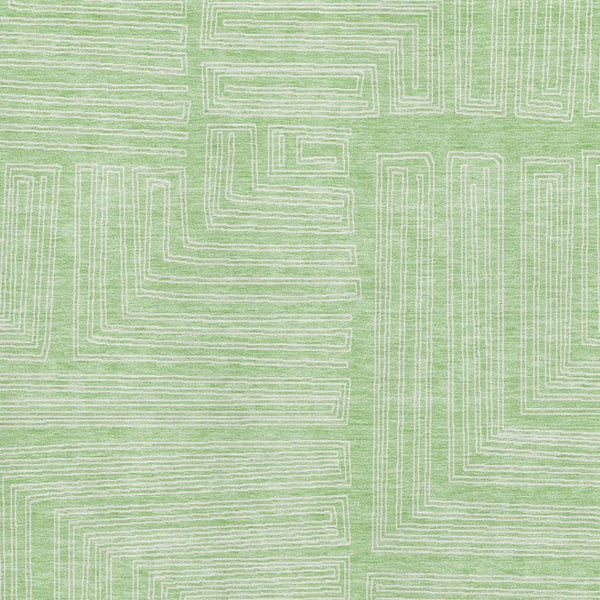 HomeRoots 9' X 12' Mint Green Geometric Washable Area Rug - UV Resistant, Stain-Proof, Modern Home Accent 681988