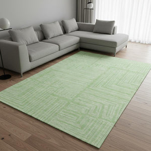 HomeRoots 10' X 14' Mint Green Geometric Washable Area Rug with UV Protection for Stylish Home Spaces 681989
