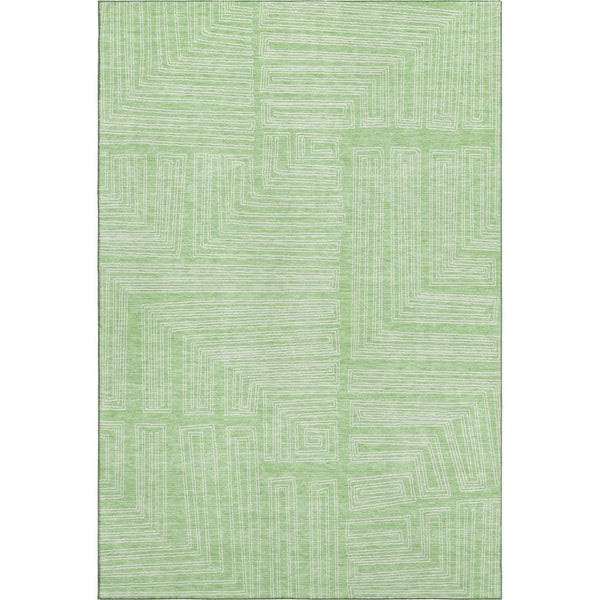 HomeRoots 10' X 14' Mint Green Geometric Washable Area Rug with UV Protection for Stylish Home Spaces 681989