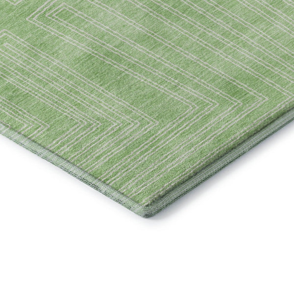 HomeRoots 10' X 14' Mint Green Geometric Washable Area Rug with UV Protection for Stylish Home Spaces 681989