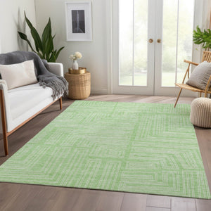 HomeRoots 10' X 14' Mint Green Geometric Washable Area Rug with UV Protection for Stylish Home Spaces 681989
