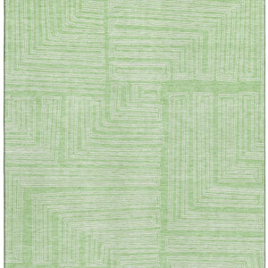 HomeRoots 10' X 14' Mint Green Geometric Washable Area Rug with UV Protection for Stylish Home Spaces 681989