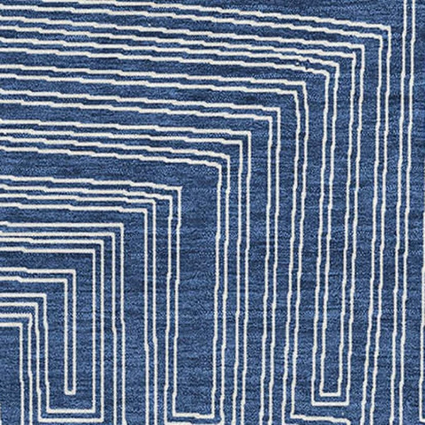 HomeRoots 5' X 8' Navy Blue and Ivory Geometric Area Rug - Stylish, Washable, UV-Protected for Every Space 681991