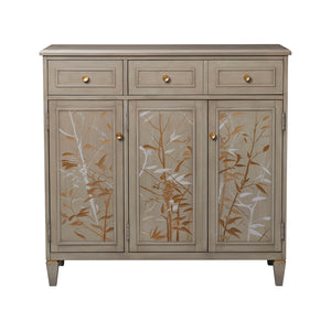 English Elm Jennifer Taylor Home - Dauphin Handpainted Entryway Storage Cabinet with Bamboo Motif, Grey Cashmere Wood, 46x20x46 B2719P238531