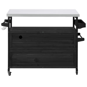 English Elm K&K Outdoor Kitchen Island Rolling Bar Cart with 1.2" 201 Stainless Top, Lockable Wheels, Spice Rack N707P235043B