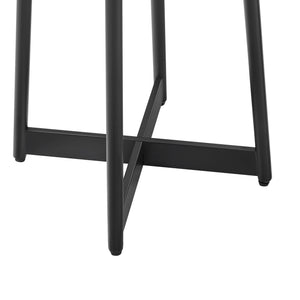 English Elm Ranlo Modern Round Accent Table with Oak Veneer Top, Black Geometric Metal Legs, Space-Saving Design B050P364435