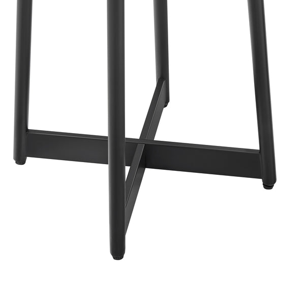 English Elm Ranlo Modern Round Accent Table with Oak Veneer Top, Black Geometric Metal Legs, Space-Saving Design B050P364435