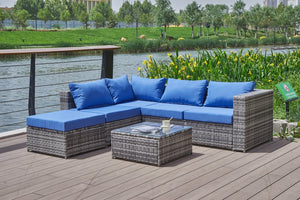 English Elm Patio Sofa With All-Weather Cushions For Stylish Outdoor Relaxation And Entertaining Spaces B205S00063-GIGA