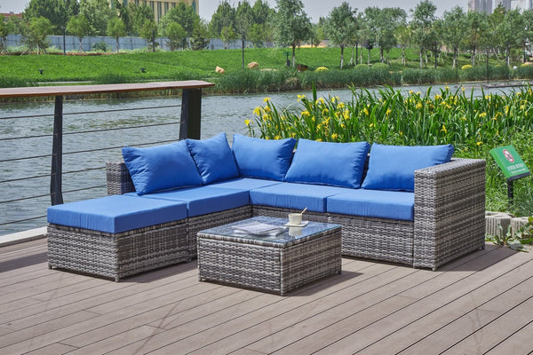 English Elm Patio Sofa With All-Weather Cushions For Stylish Outdoor Relaxation And Entertaining Spaces B205S00063-GIGA