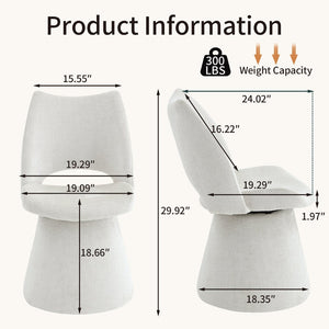 English Elm Modern Chenille Linen Accent Chair Sculptural Hollow Back Swivel Seat for Dining Vanity Off White W3493P452649