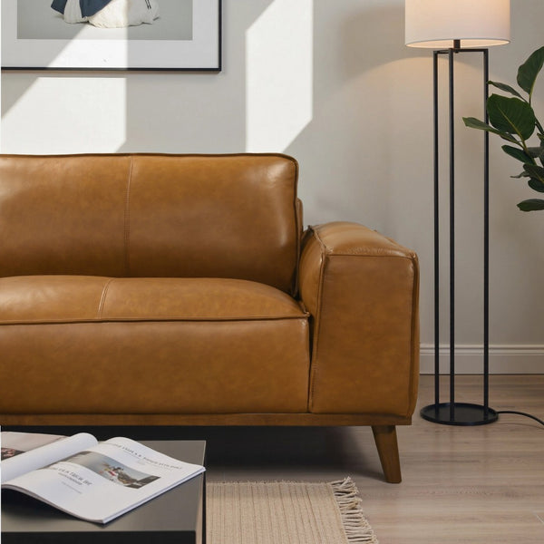 English Elm Kerrville Top Grain Leather Left Chaise Sectional Mid Century Walnut Leg Sofa B183S00214