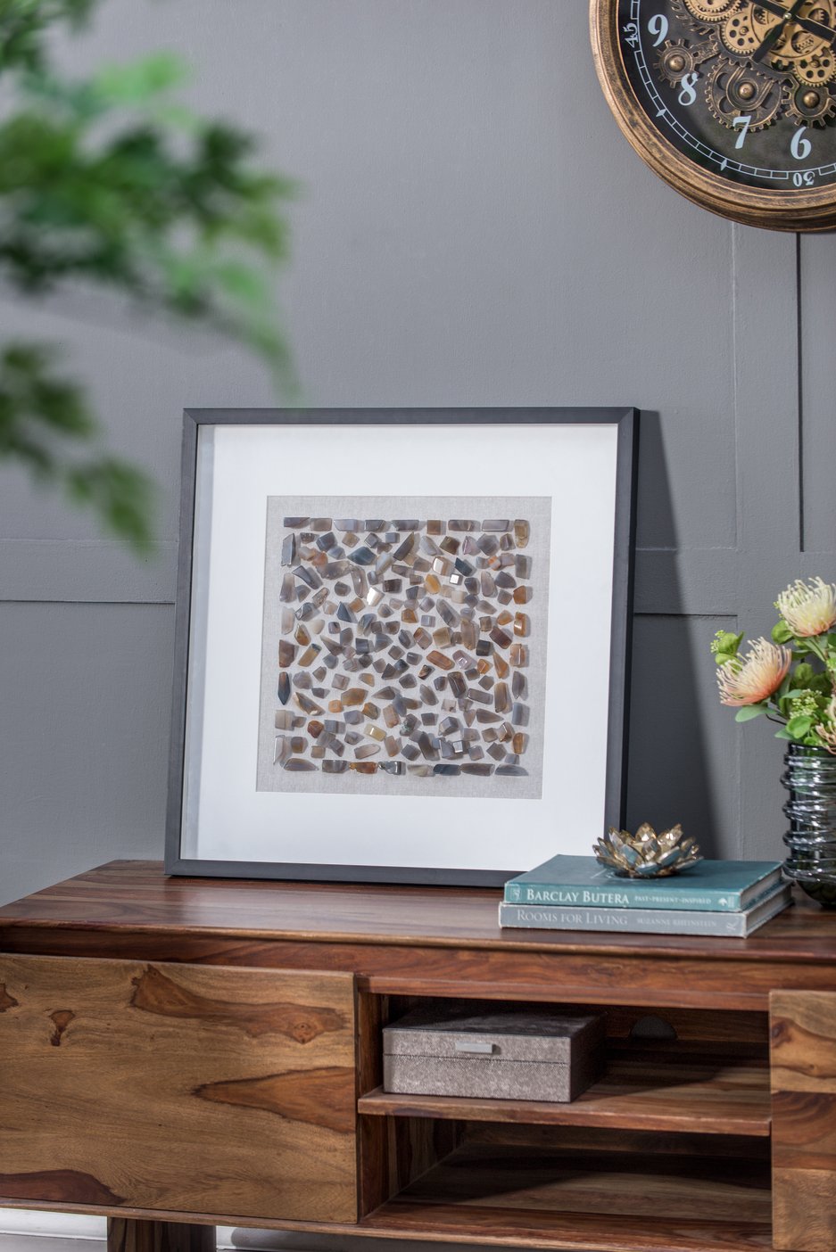 English Elm 23.6X23.6" Shokha Agate Shadow Box Wall Décor – Elegant Velvet Framed Art For Modern Interiors W2078P318303