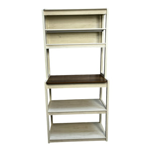 English Elm 31.50" 5-Tier Baker’s Rack in White & Rustic Brown — Spacious, Sturdy Kitchen Storage, Coffee Bar & Microwave Stand W1412P230431