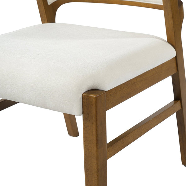 English Elm Mid-century Modern Linen Blend Dining Chairs Rubberwood Legs Sculptural Backrest Set of 2 Beige,Walnut N768P442078W