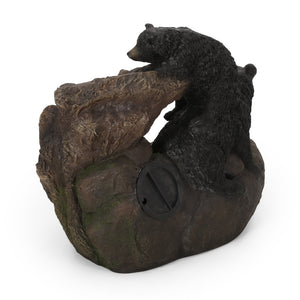 English Elm Christopher Knight Home® - 22.0" Weather-Resistant DATONA Fountain with Bears on Log, Underwater Lights & Pump for Patio Serenity 71778.00LBLK