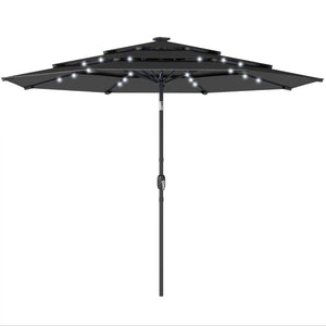 English Elm Garden Cantilever Patio Umbrella with Solar Led Lights and Upf30 Polyester Canopy Black T3971P481857