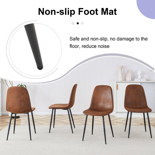 English Elm Table And Chair Set - Modern Extendable Round-To-Oval Dining Table With 4 Plush Suede Chairs For Comfort W1151S04100-GIGA