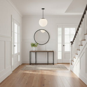 English Elm 10 Inch Etched Frosted Globe Led Pendant Light Dimmable for Kitchen or Hallway B370P399169