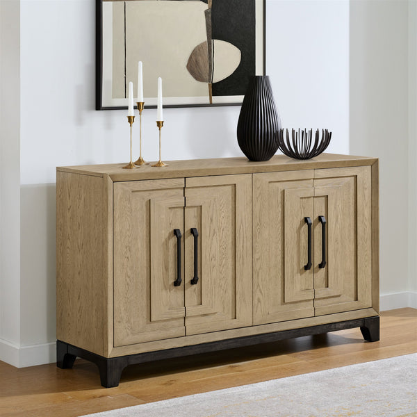 English Elm Wallace & Bay - Caramel Modern Caramel and Cocoa Sideboard in Rich Brown Wood Finish — Storage, Wine Rack, Durable Elegance B361P406179