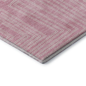HomeRoots 9' X 12' Pink and Ivory Geometric Area Rug - Durable, Washable, UV-Protected for Busy Homes! 682000
